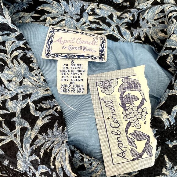 Vintage 90’s April Cornell Rayon Flax Floral Short Dress Cottagecore Y2K - Picture 7 of 7